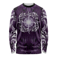New Zealand Matariki Waipunarangi Long Sleeve Shirt Maori Moko Purple Galaxy