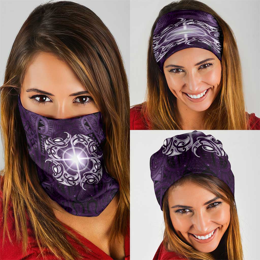 New Zealand Matariki Waipunarangi Neck Gaiter Maori Moko Purple Galaxy LT05 - Polynesian Pride