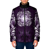 New Zealand Matariki Waipunarangi Padded Jacket Maori Moko Purple Galaxy