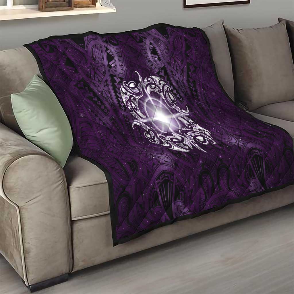 New Zealand Matariki Waipunarangi Quilt Maori Moko Purple Galaxy