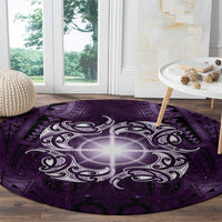 New Zealand Matariki Waipunarangi Round Carpet Maori Moko Purple Galaxy