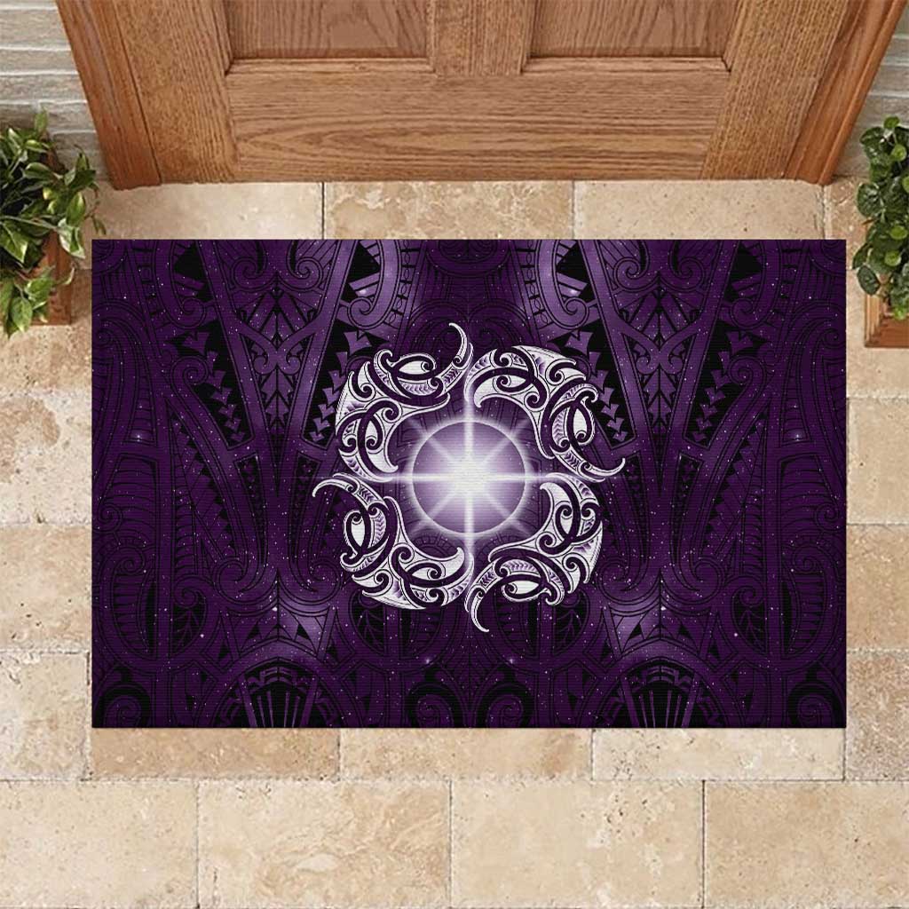 New Zealand Matariki Waipunarangi Rubber Doormat Maori Moko Purple Galaxy LT05 Purple - Polynesian Pride