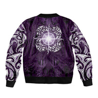 New Zealand Matariki Waipunarangi Sleeve Zip Bomber Jacket Maori Moko Purple Galaxy