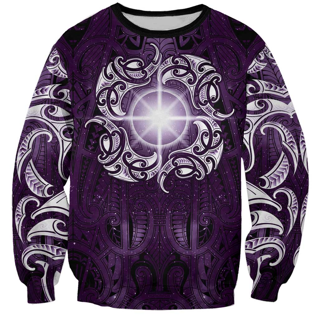 New Zealand Matariki Waipunarangi Sweatshirt Maori Moko Purple Galaxy LT05 Unisex Purple - Polynesian Pride