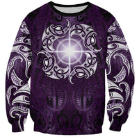 New Zealand Matariki Waipunarangi Sweatshirt Maori Moko Purple Galaxy LT05 Unisex Purple - Polynesian Pride