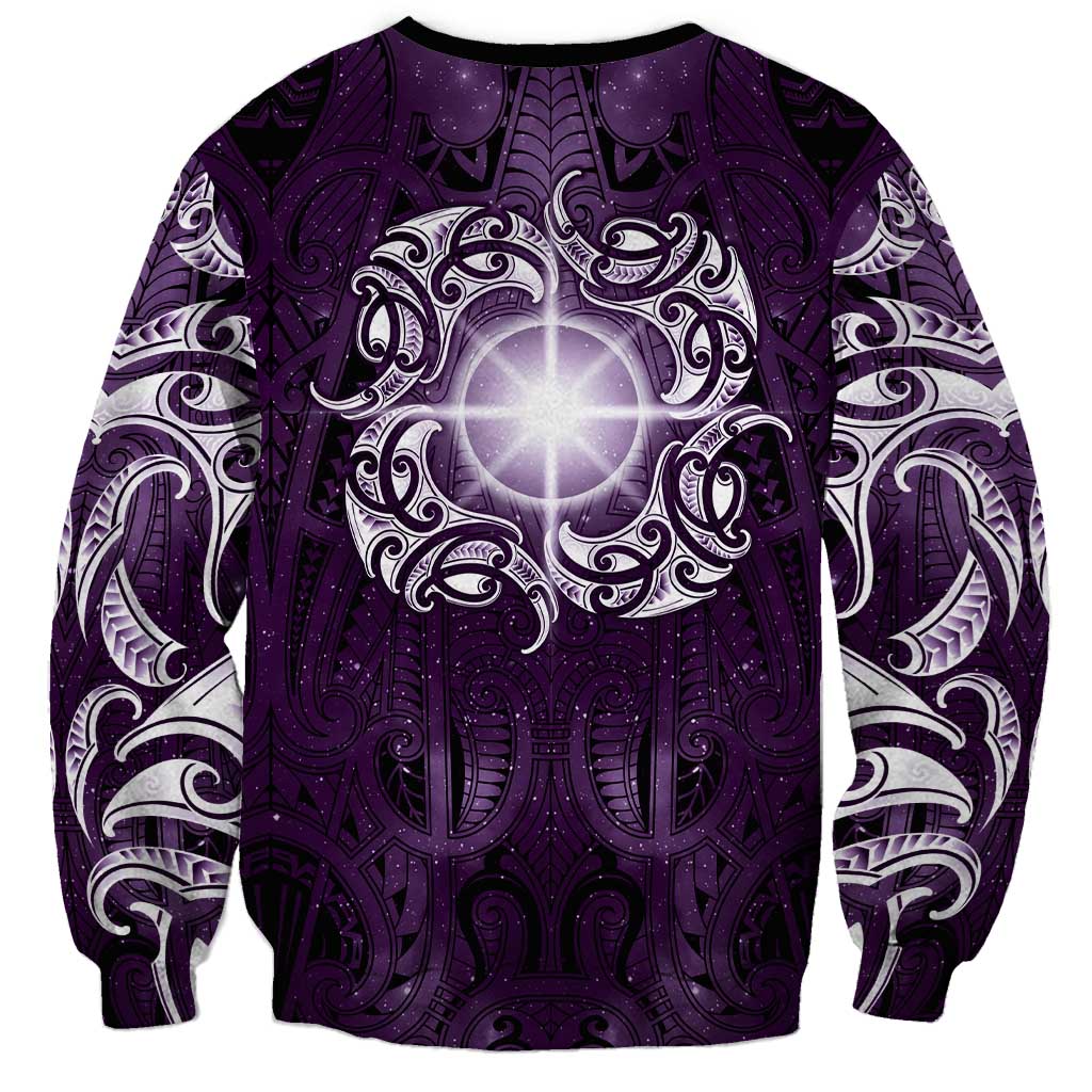 New Zealand Matariki Waipunarangi Sweatshirt Maori Moko Purple Galaxy LT05 - Polynesian Pride