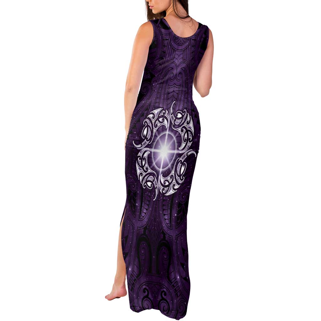 New Zealand Matariki Waipunarangi Tank Maxi Dress Maori Moko Purple Galaxy