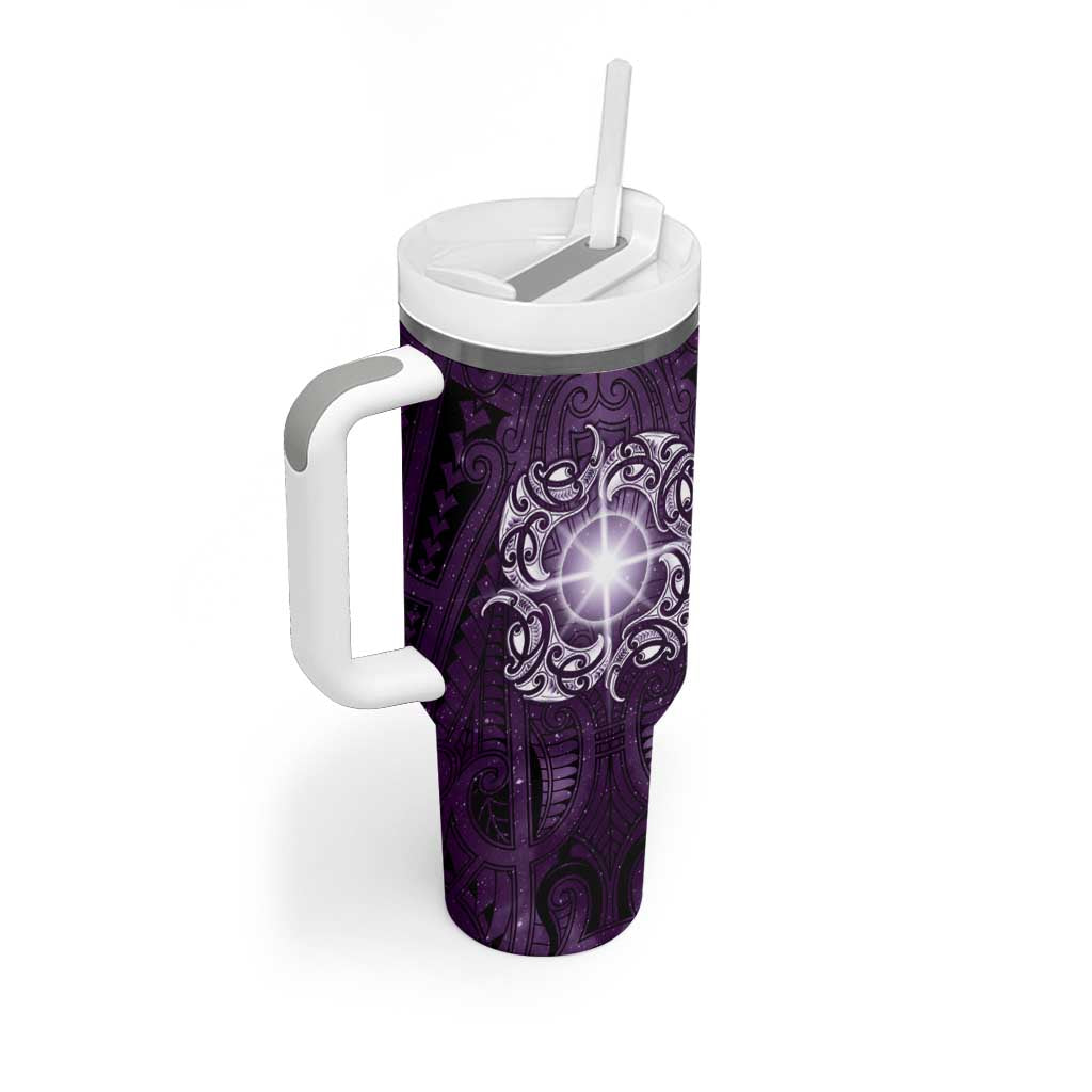 New Zealand Matariki Waipunarangi Tumbler With Handle Maori Moko Purple Galaxy