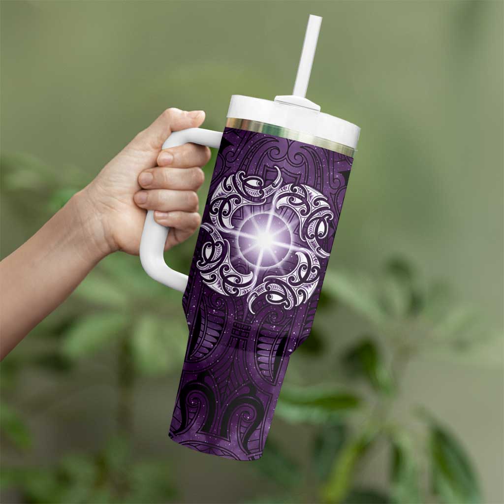 New Zealand Matariki Waipunarangi Tumbler With Handle Maori Moko Purple Galaxy