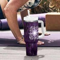 New Zealand Matariki Waipunarangi Tumbler With Handle Maori Moko Purple Galaxy