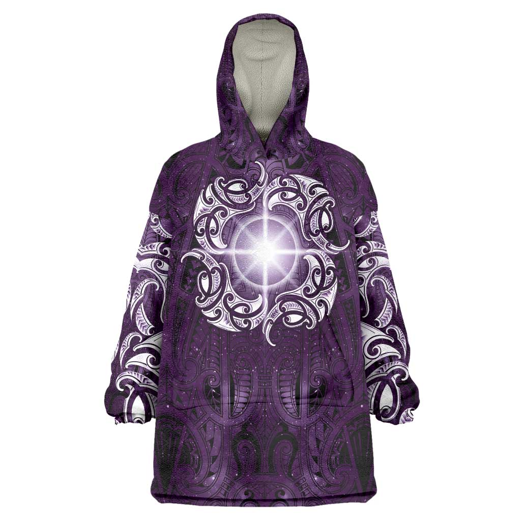 New Zealand Matariki Waipunarangi Wearable Blanket Hoodie Maori Moko Purple Galaxy