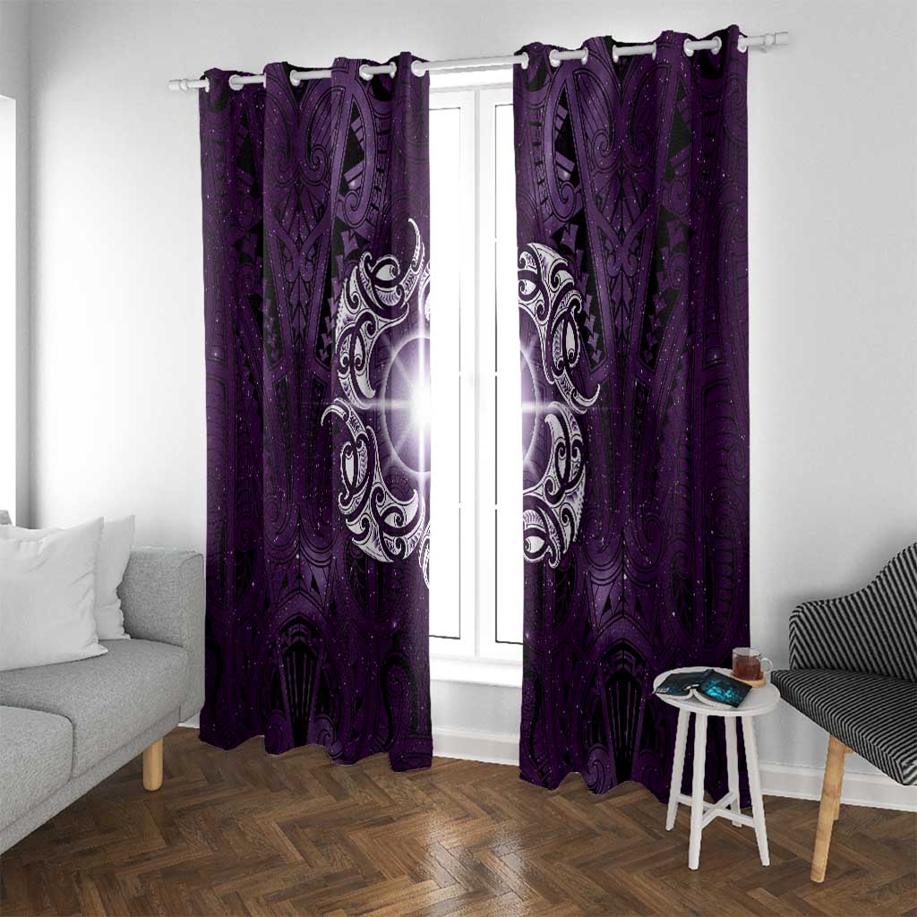 New Zealand Matariki Waipunarangi Window Curtain Maori Moko Purple Galaxy