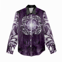 New Zealand Matariki Waipunarangi Women Casual Shirt Maori Moko Purple Galaxy