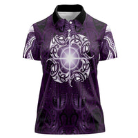 New Zealand Matariki Waipunarangi Women Polo Shirt Maori Moko Purple Galaxy