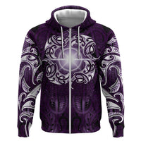 New Zealand Matariki Waipunarangi Zip Hoodie Maori Moko Purple Galaxy