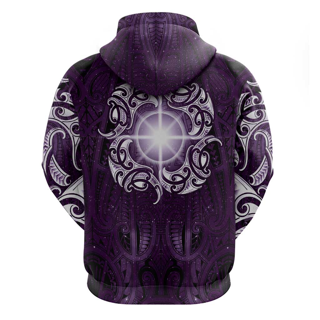 New Zealand Matariki Waipunarangi Zip Hoodie Maori Moko Purple Galaxy