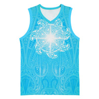 New Zealand Matariki Waiti Basketball Jersey Maori Moko Cyan Galaxy