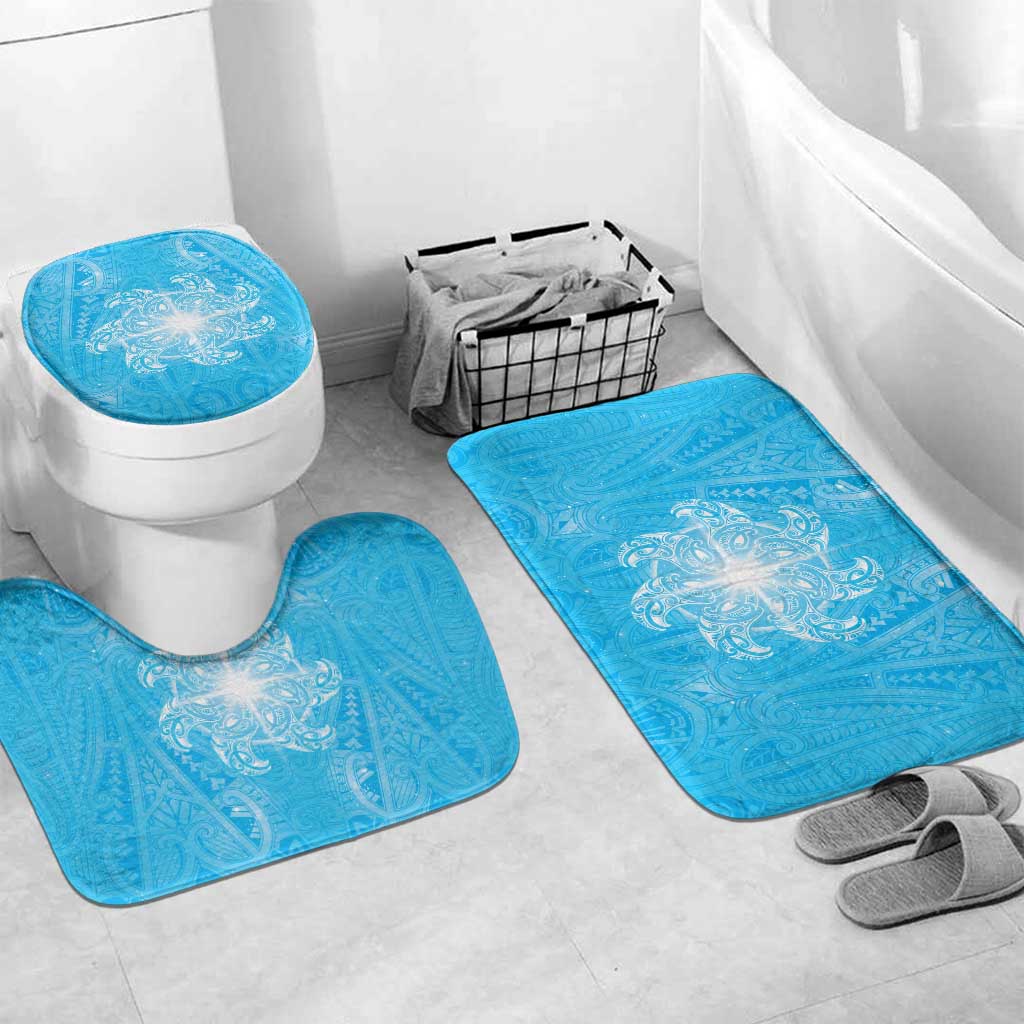 New Zealand Matariki Waiti Bathroom Set Maori Moko Cyan Galaxy LT05 Mat Set Only (3 pcs) One Size Cyan - Polynesian Pride