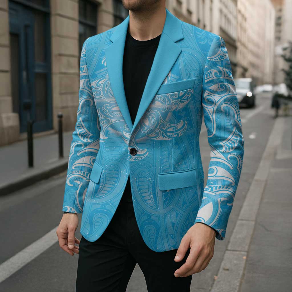 New Zealand Matariki Waiti Blazer Maori Moko Cyan Galaxy LT05 - Polynesian Pride
