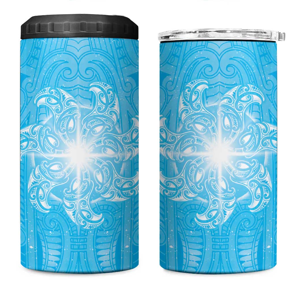 New Zealand Matariki Waiti 4 in 1 Can Cooler Tumbler Maori Moko Cyan Galaxy