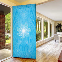 New Zealand Matariki Waiti Door Cover Maori Moko Cyan Galaxy LT05 - Polynesian Pride
