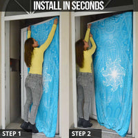 New Zealand Matariki Waiti Door Cover Maori Moko Cyan Galaxy LT05 - Polynesian Pride