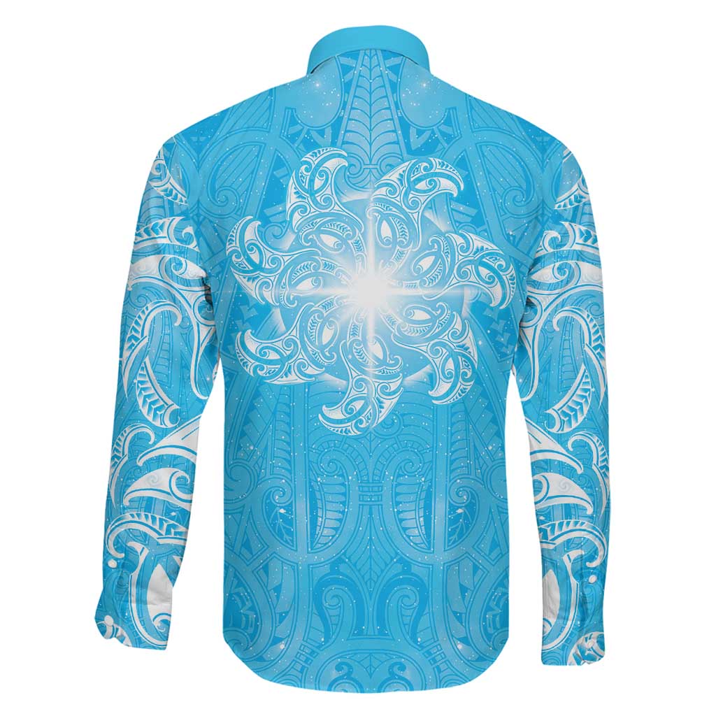 New Zealand Matariki Waiti Family Matching Off Shoulder Maxi Dress and Hawaiian Shirt Maori Moko Cyan Galaxy
