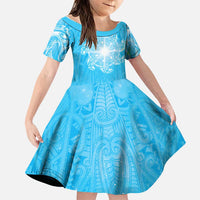 New Zealand Matariki Waiti Family Matching Puletasi and Hawaiian Shirt Maori Moko Cyan Galaxy