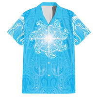 New Zealand Matariki Waiti Hawaiian Shirt Maori Moko Cyan Galaxy LT05 Cyan - Polynesian Pride