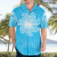 New Zealand Matariki Waiti Hawaiian Shirt Maori Moko Cyan Galaxy LT05 - Polynesian Pride