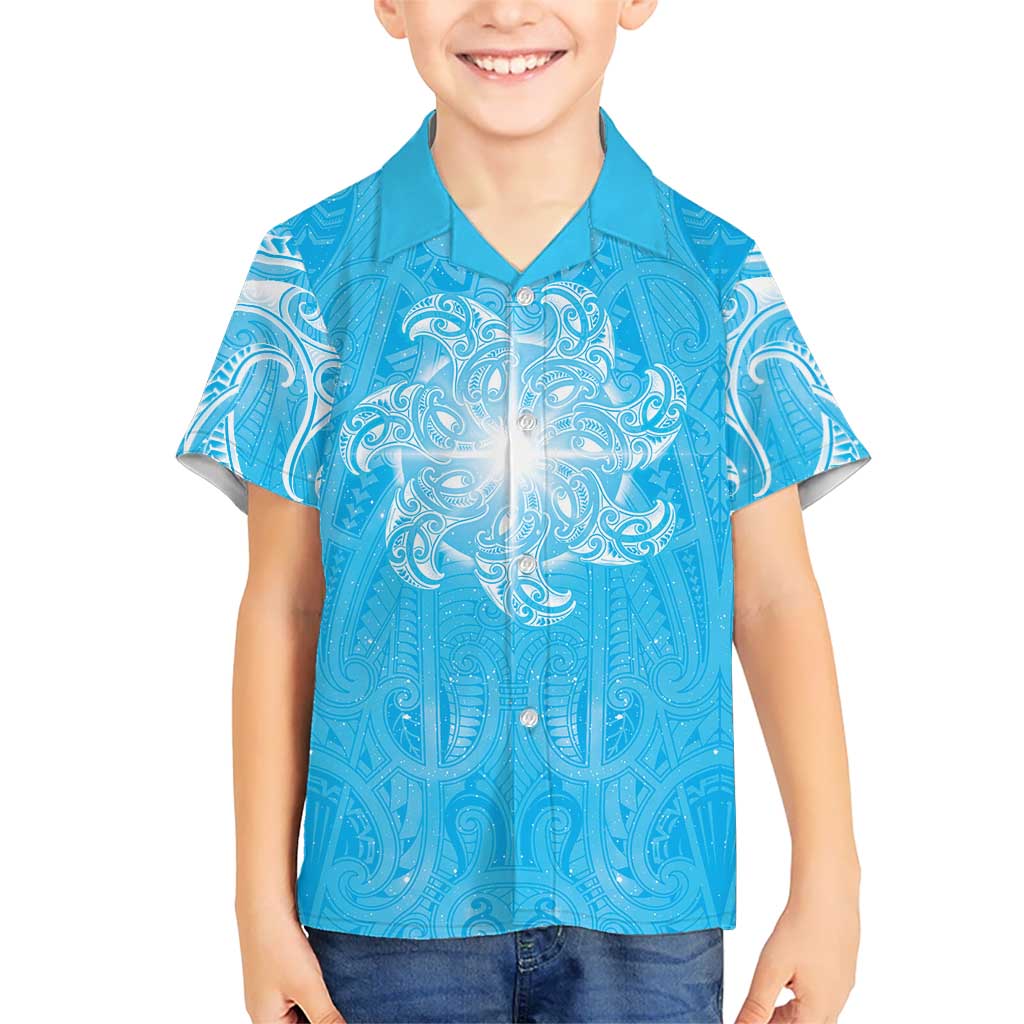 New Zealand Matariki Waiti Hawaiian Shirt Maori Moko Cyan Galaxy LT05 - Polynesian Pride