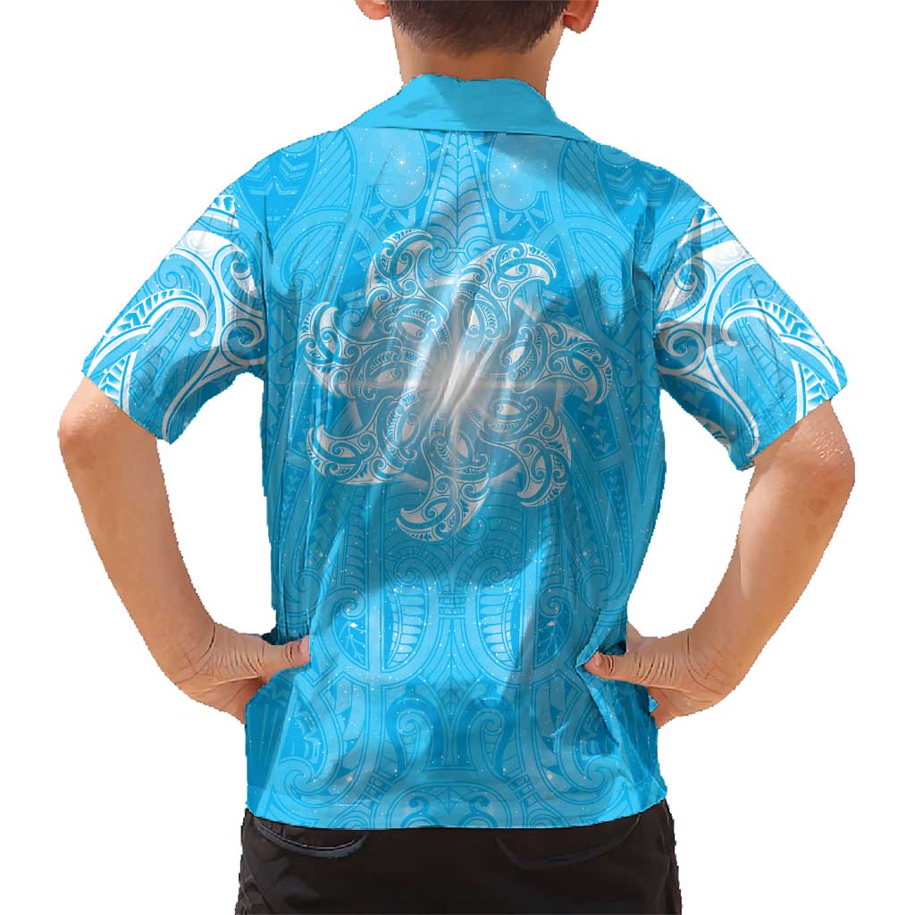 New Zealand Matariki Waiti Hawaiian Shirt Maori Moko Cyan Galaxy LT05 - Polynesian Pride