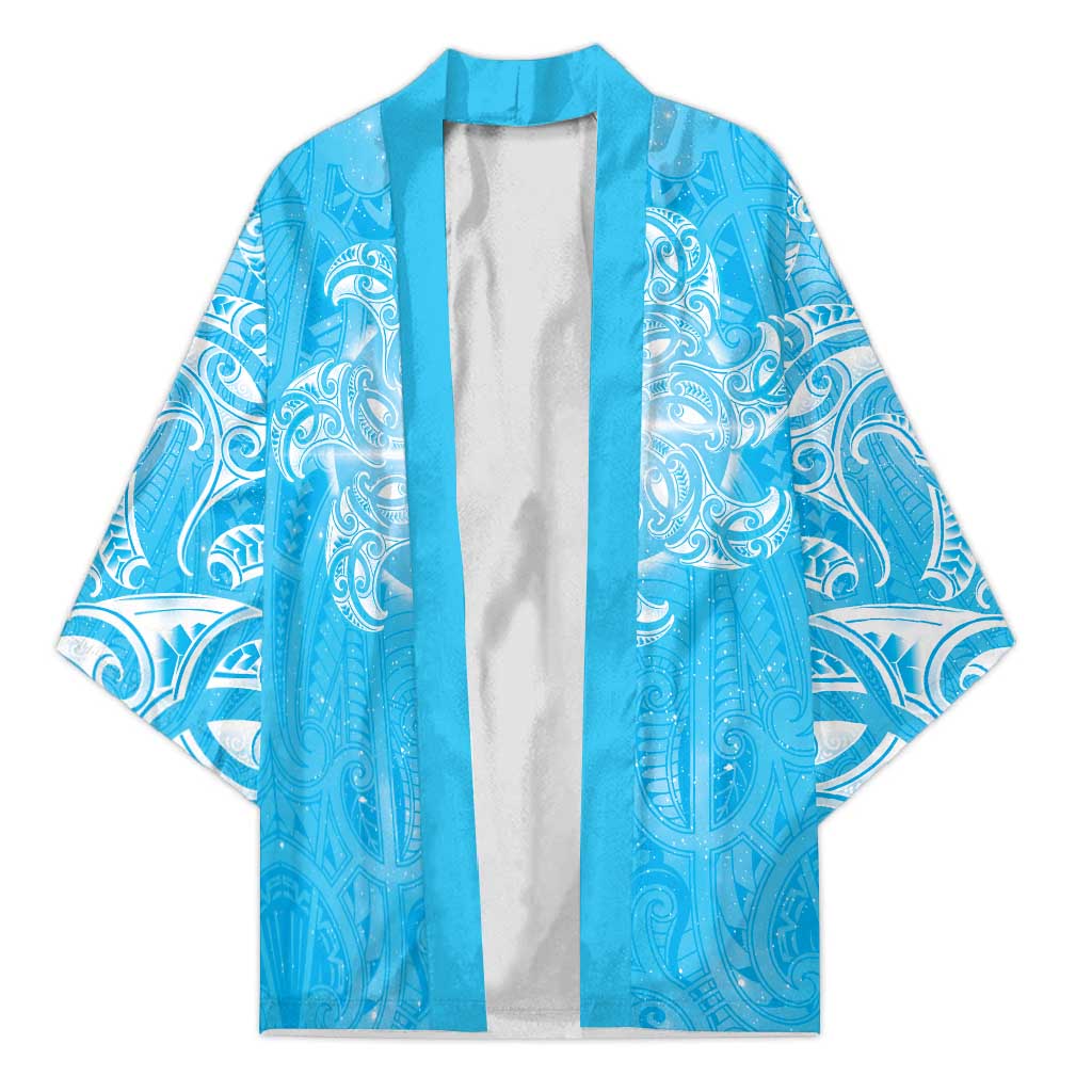 New Zealand Matariki Waiti Kimono Maori Moko Cyan Galaxy