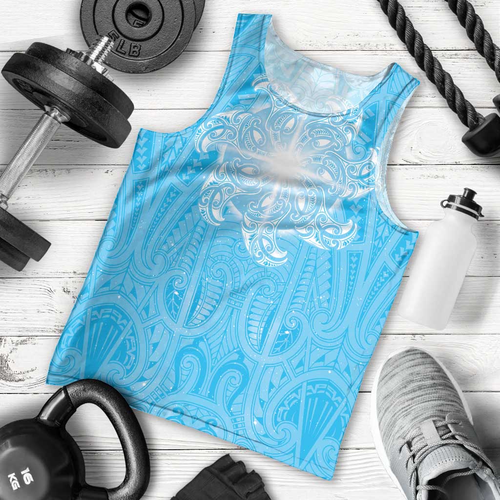 New Zealand Matariki Waiti Men Tank Top Maori Moko Cyan Galaxy