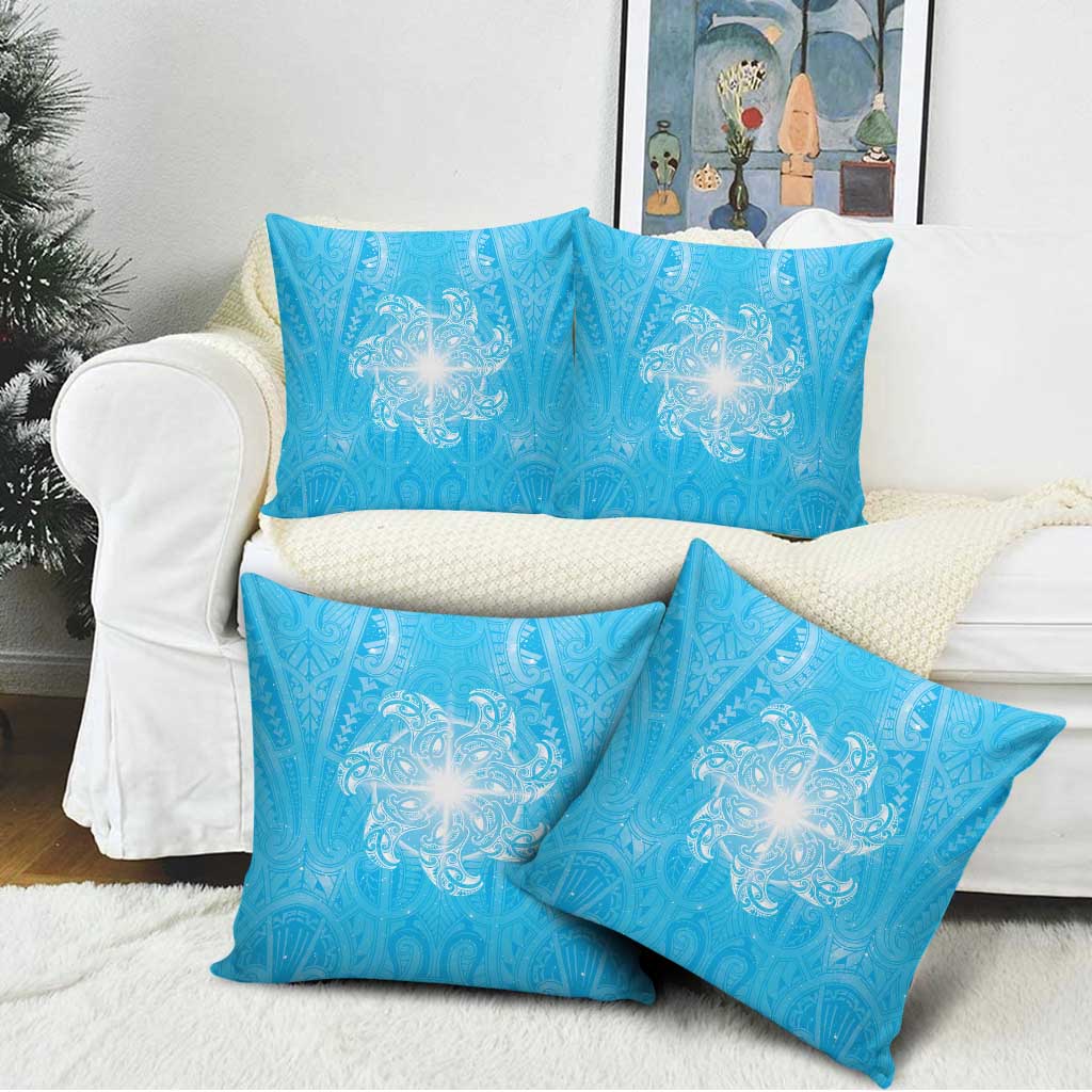 New Zealand Matariki Waiti Pillow Cover Maori Moko Cyan Galaxy LT05 - Polynesian Pride
