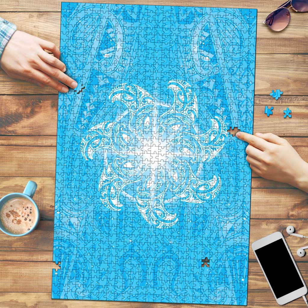 New Zealand Matariki Waiti Puzzle Maori Moko Cyan Galaxy LT05 Cyan - Polynesian Pride
