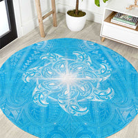 New Zealand Matariki Waiti Round Carpet Maori Moko Cyan Galaxy