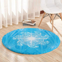 New Zealand Matariki Waiti Round Carpet Maori Moko Cyan Galaxy