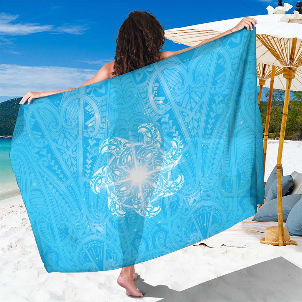 New Zealand Matariki Waiti Sarong Maori Moko Cyan Galaxy