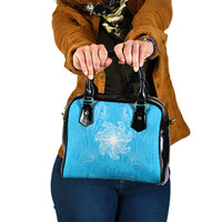 New Zealand Matariki Waiti Shoulder Handbag Maori Moko Cyan Galaxy