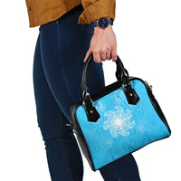New Zealand Matariki Waiti Shoulder Handbag Maori Moko Cyan Galaxy