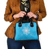 New Zealand Matariki Waiti Shoulder Handbag Maori Moko Cyan Galaxy