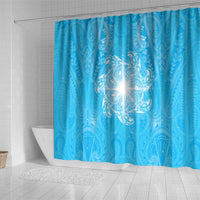 New Zealand Matariki Waiti Shower Curtain Maori Moko Cyan Galaxy