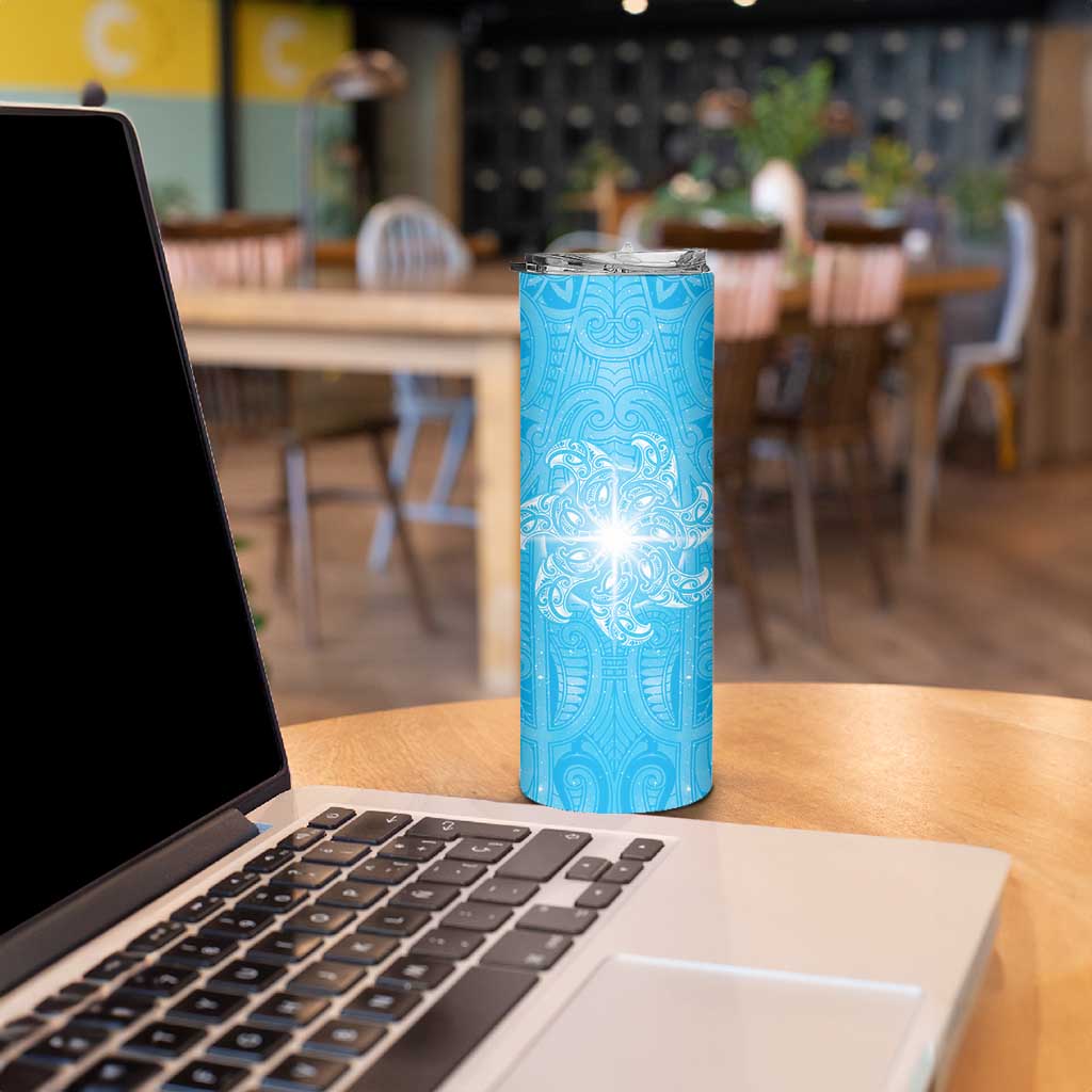 New Zealand Matariki Waiti Skinny Tumbler Maori Moko Cyan Galaxy