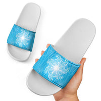New Zealand Matariki Waiti Slide Sandals Maori Moko Cyan Galaxy