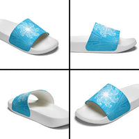 New Zealand Matariki Waiti Slide Sandals Maori Moko Cyan Galaxy