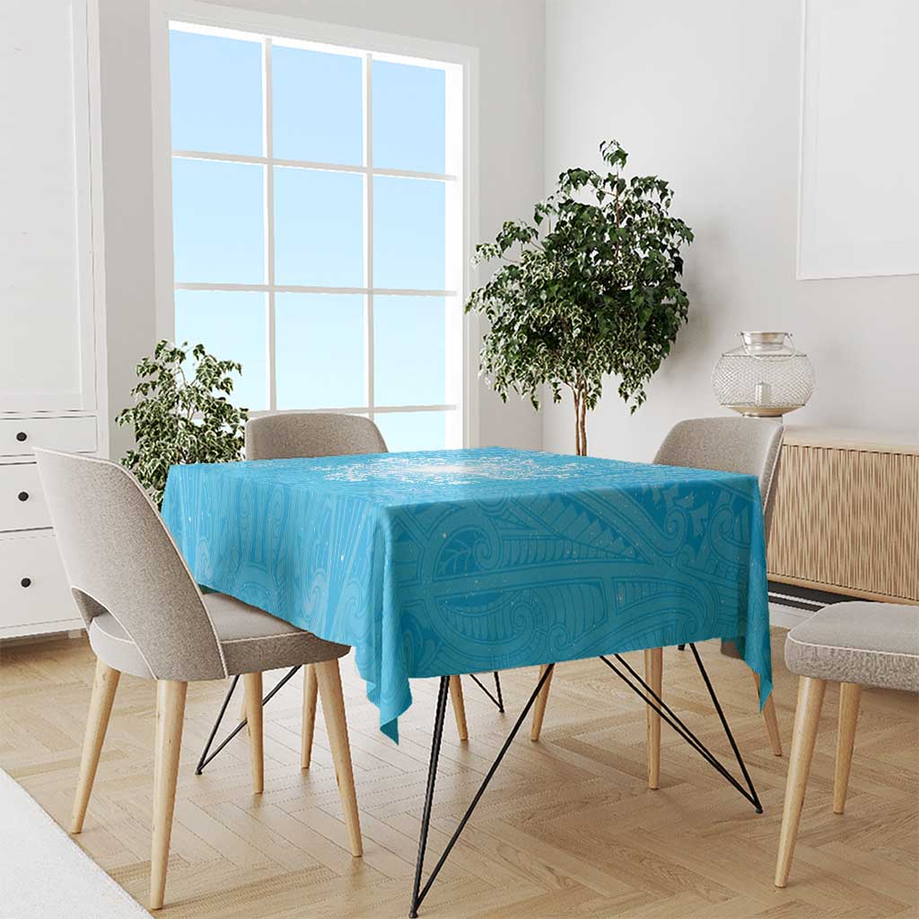 New Zealand Matariki Waiti Tablecloth Maori Moko Cyan Galaxy LT05 - Polynesian Pride
