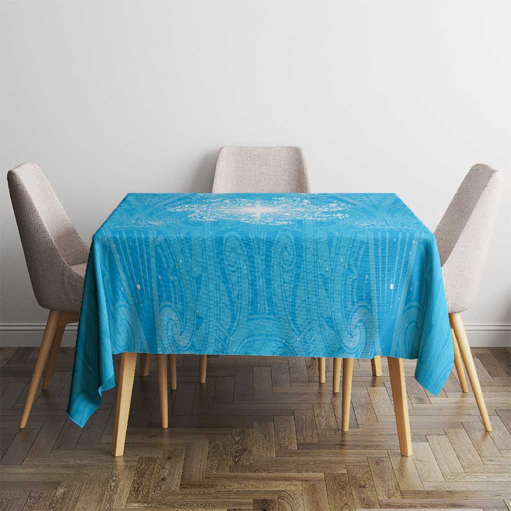 New Zealand Matariki Waiti Tablecloth Maori Moko Cyan Galaxy LT05 - Polynesian Pride