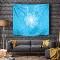 New Zealand Matariki Waiti Tapestry Maori Moko Cyan Galaxy LT05 Cyan - Polynesian Pride