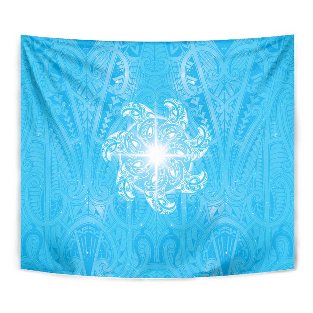 New Zealand Matariki Waiti Tapestry Maori Moko Cyan Galaxy LT05 - Polynesian Pride